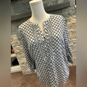 Talbots Blue and White Blouse